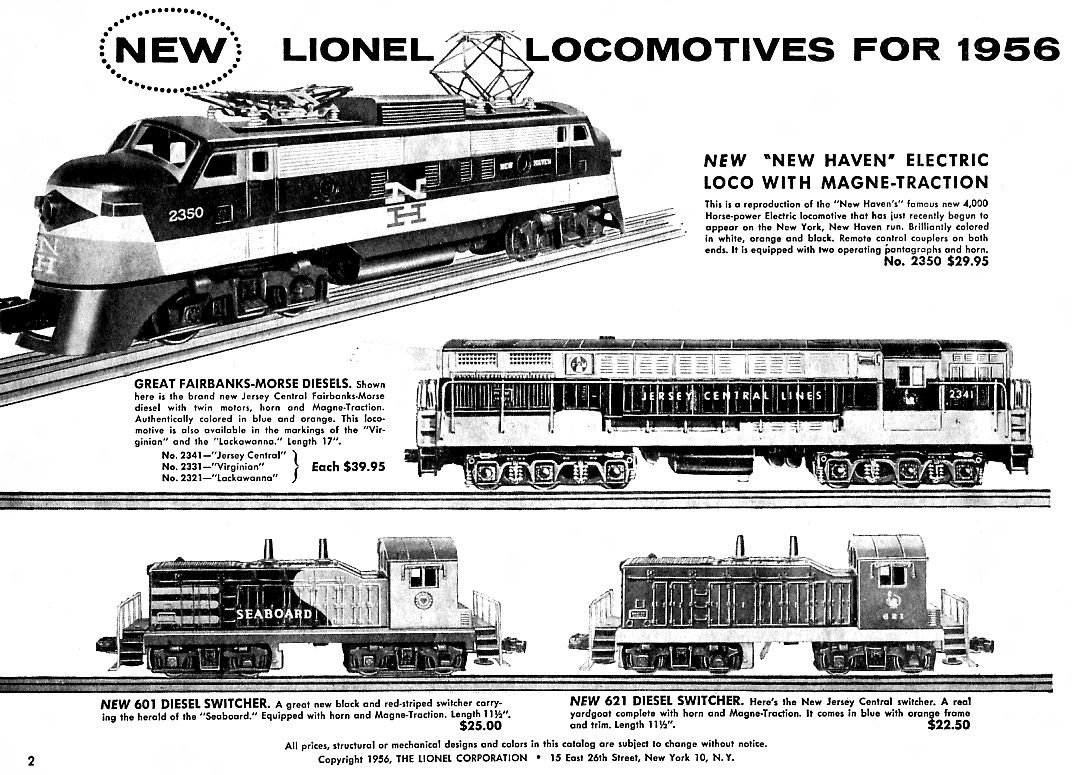 Lionel Consumer Catalogs, 1956 Accessory, Pages 2 & 3