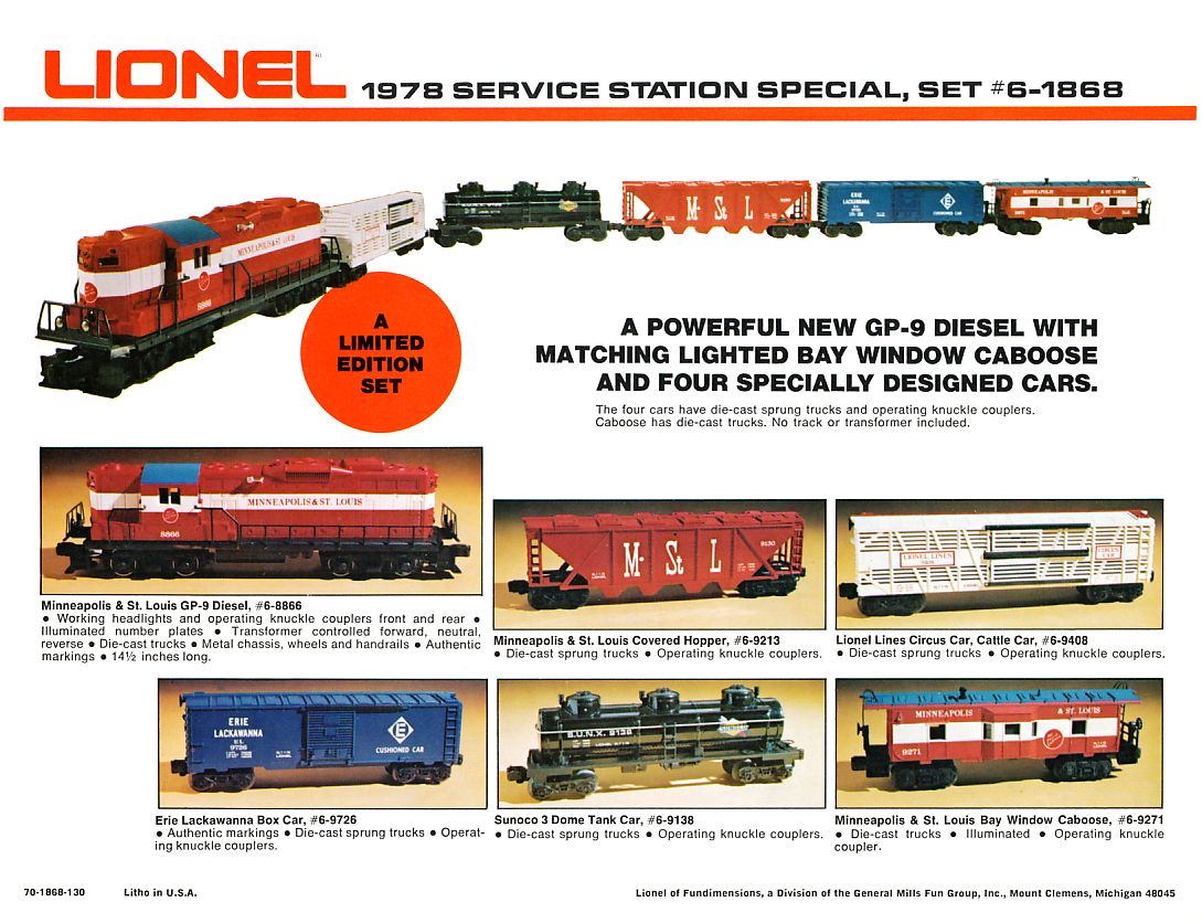 Lionel Consumer Catalogs, 1978 Service Station Set Flyer, Page 1