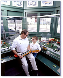 Father and son with Lionel trains