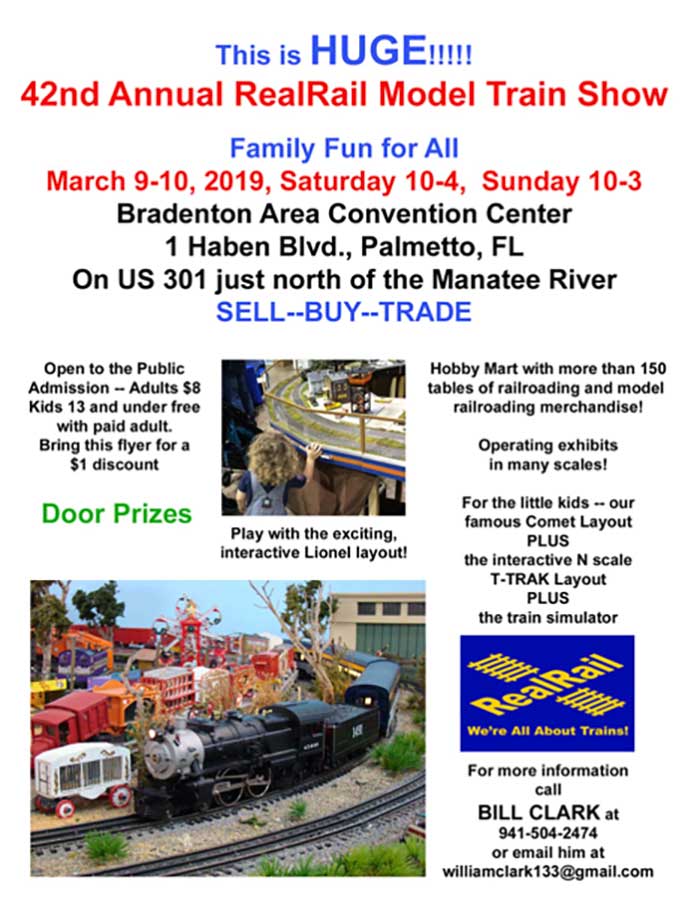 March 9 & 10, 2019, 42nd Annual Real Rail Train Show