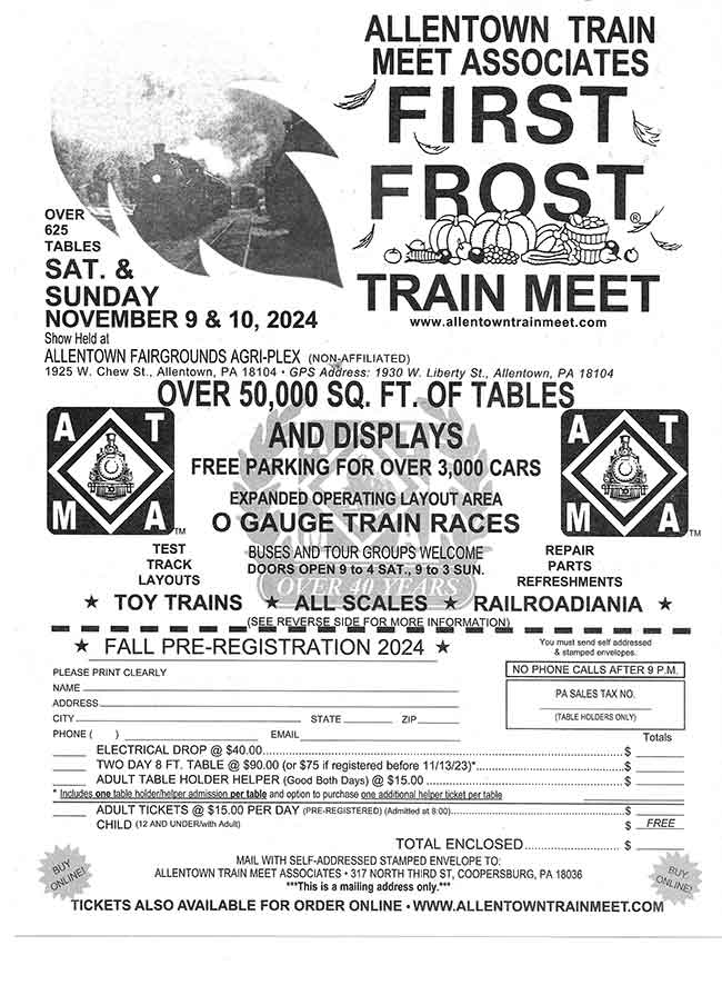 LCCA News November 9 & 10, 2024 LCCA At First Frost Train Meet